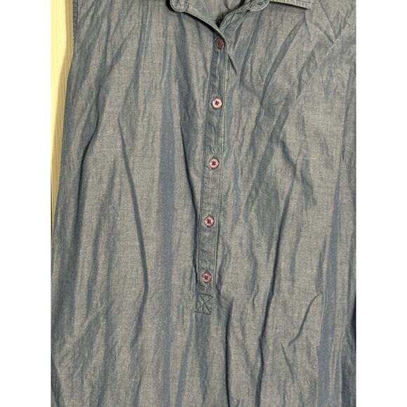 Basic Editions Sleeveless Blue Collared Dress, Pockets, Denim Look, XL - Picture 3 of 6